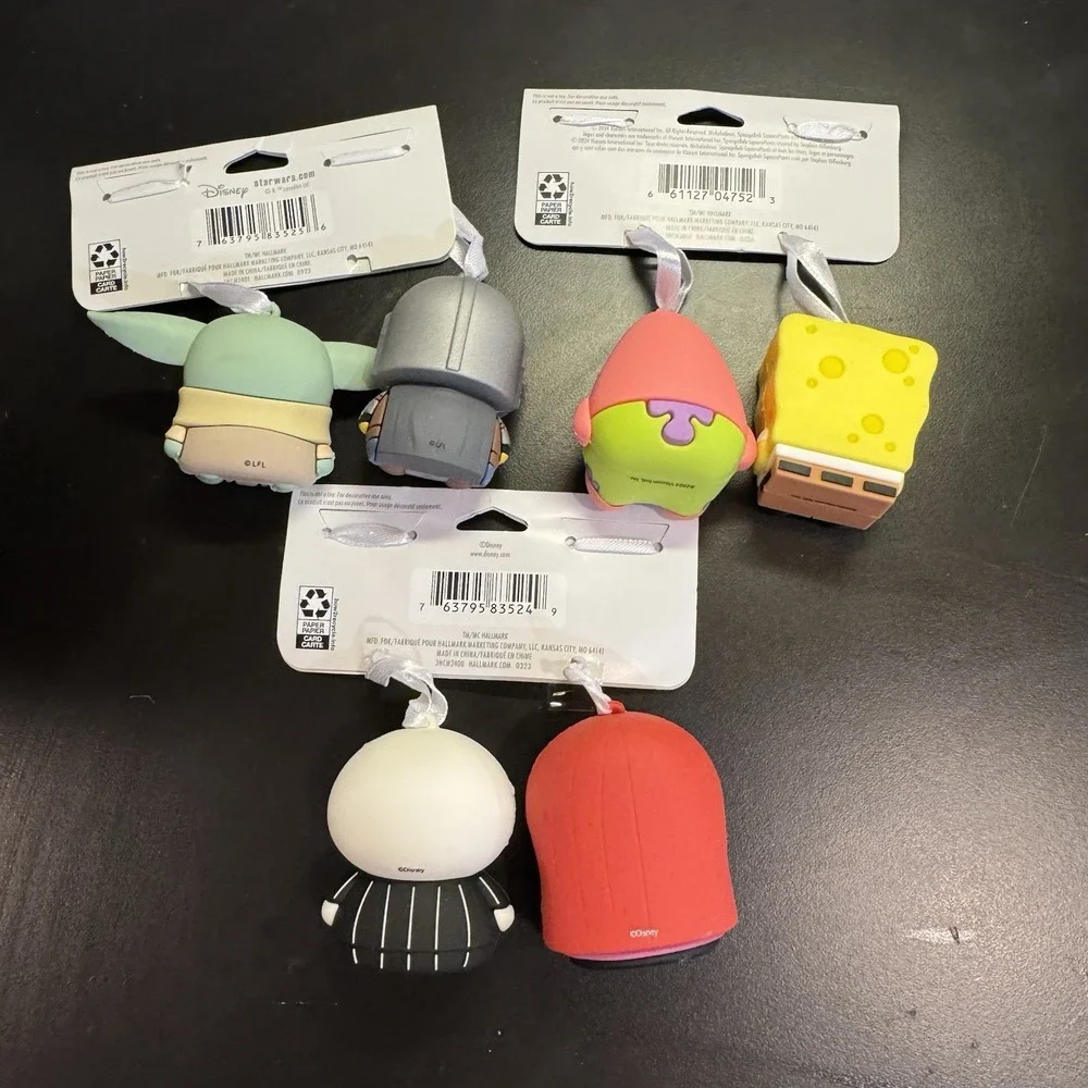 3 Sets Hallmark Better Together Magnetic Ornaments SpongeBob jack Sally & Grogu‎